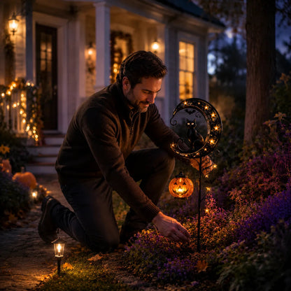 🎃Solar Halloween Black Cat Garden Stake Light