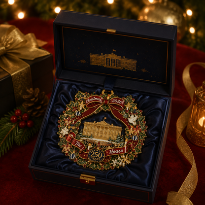 🔥Last 50pcs✨⏰ Limited anniversary edition✨49% OFF! 🔥White House Scene Christmas Wreath Commemorative Ornament