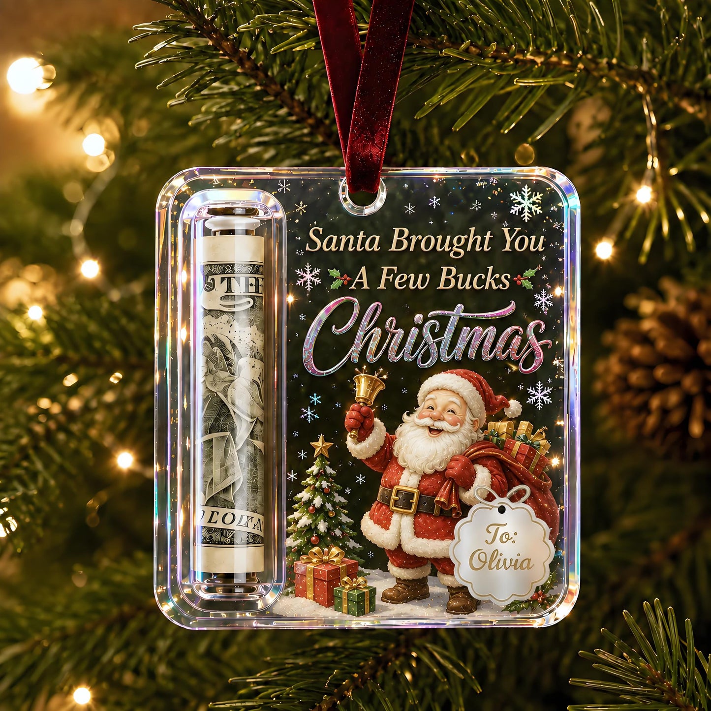 Personalized Christmas Cash Gift Holder Ornament