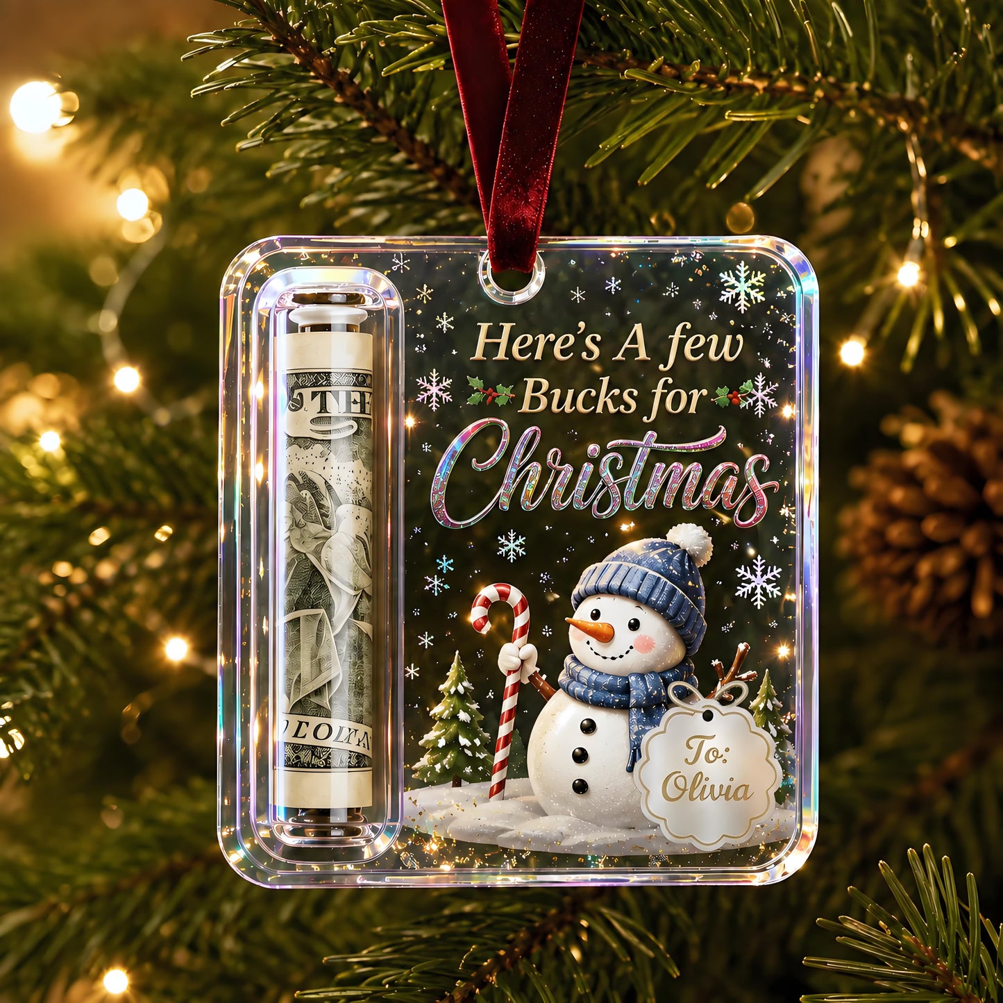 Personalized Christmas Cash Gift Holder Ornament