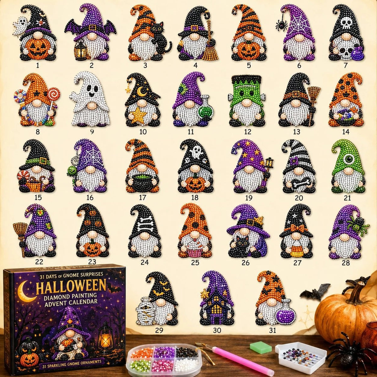 🎃✨ 31 Days of Gnome Surprises Halloween Diamond Painting Advent Calendar - image 4