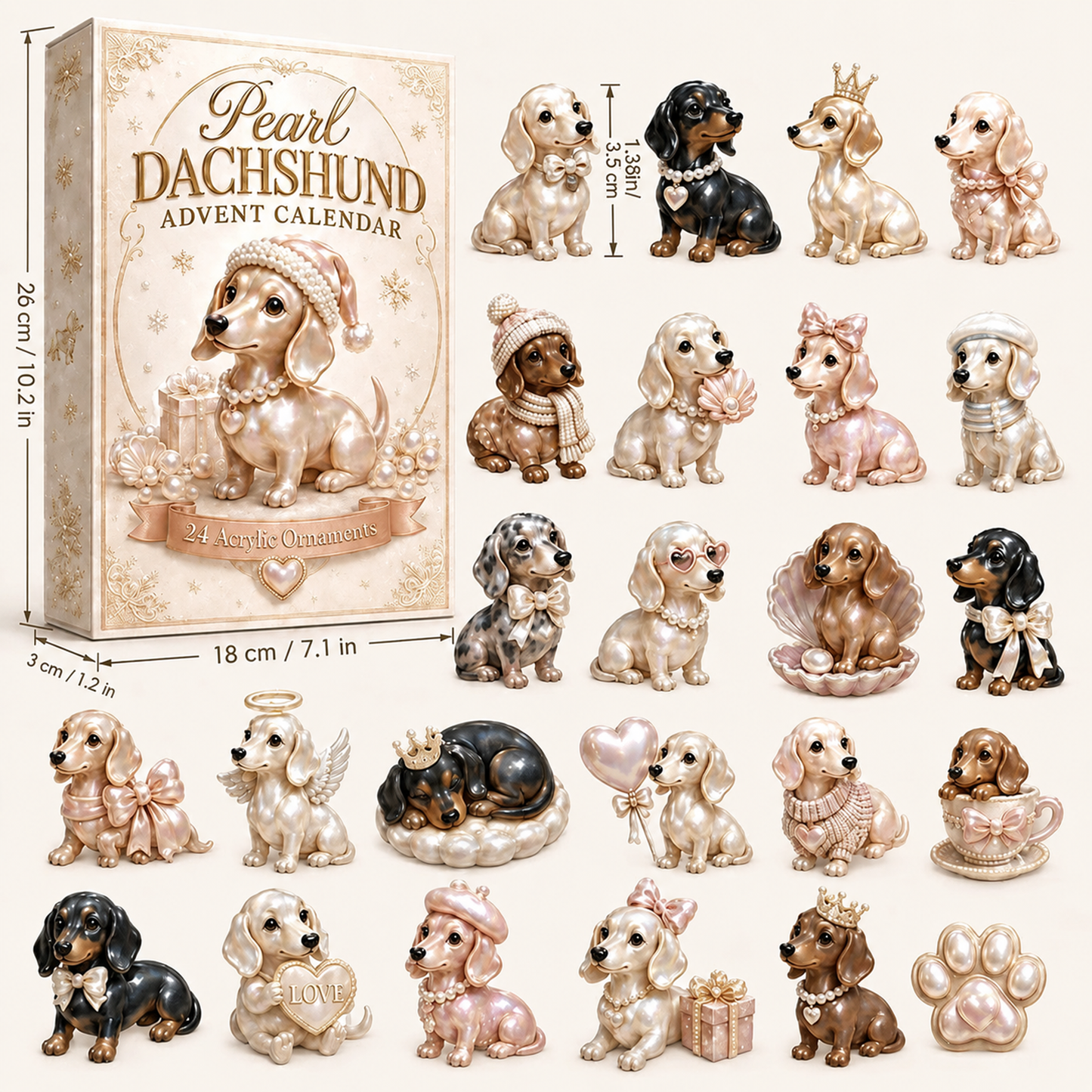🔥Last 100pcs🔥2026 Pearl Dachshund Christmas Advent Calendar | 24-Day Dog-Themed Collectible Decor Gift Box