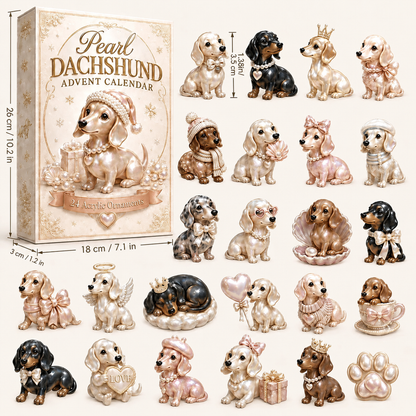🔥Last 100pcs🔥2026 Pearl Dachshund Christmas Advent Calendar | 24-Day Dog-Themed Collectible Decor Gift Box
