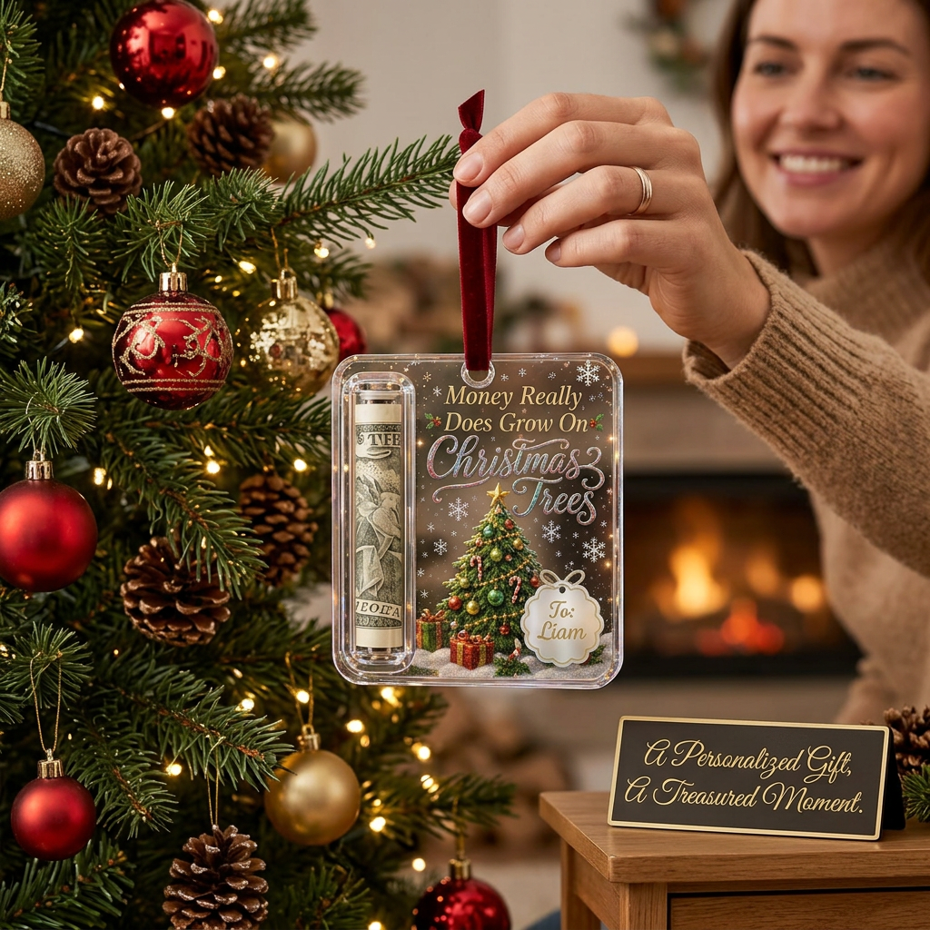 Personalized Christmas Cash Gift Holder Ornament
