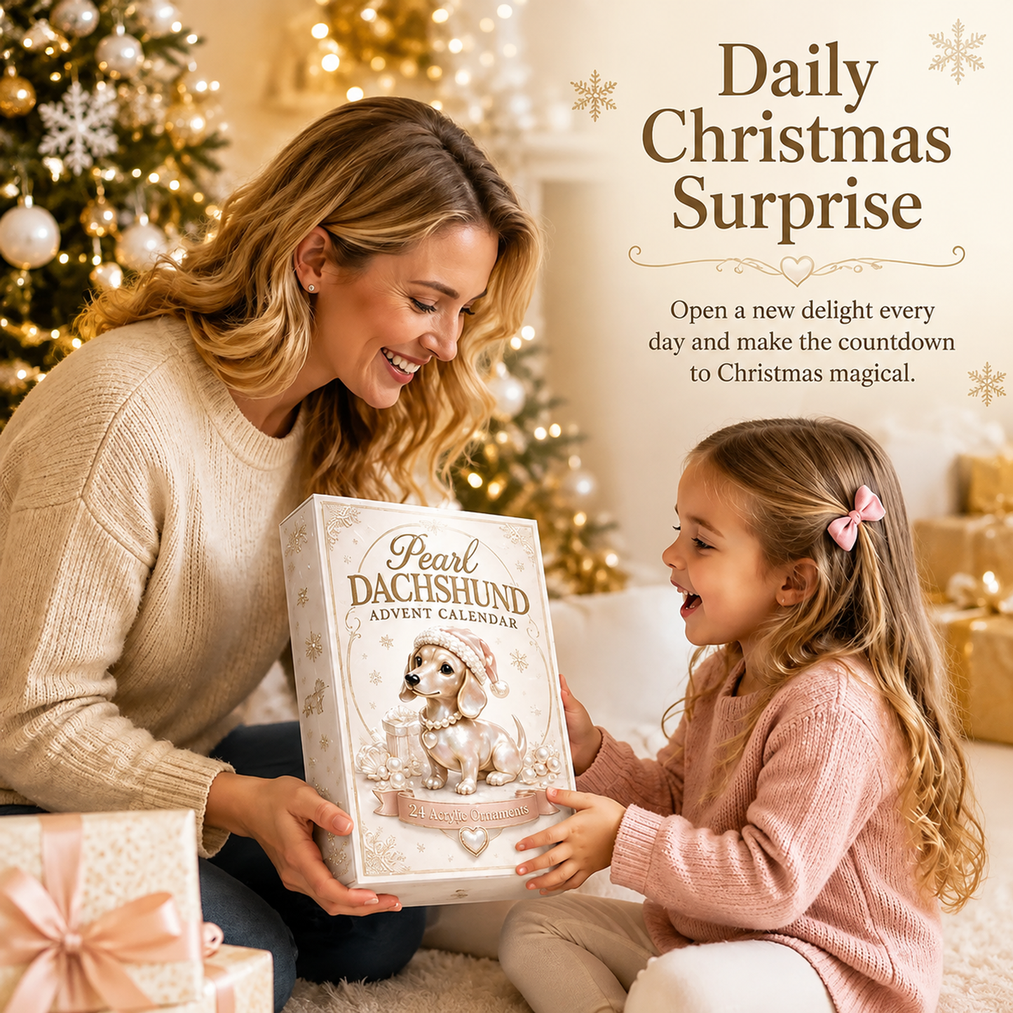 🔥Last 100pcs🔥2026 Pearl Dachshund Christmas Advent Calendar | 24-Day Dog-Themed Collectible Decor Gift Box