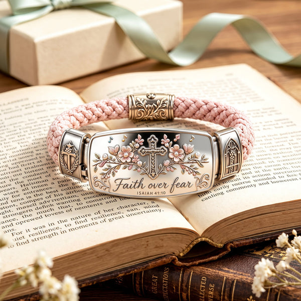 ⏰LIMITED TIME 49% OFF!🔥Last 30pcs🔥🔥Faith Over Fear Bracelet – Christian Cross Bracelet Inspired by Isaiah 41:10, Hope, Courage & Divine Strength