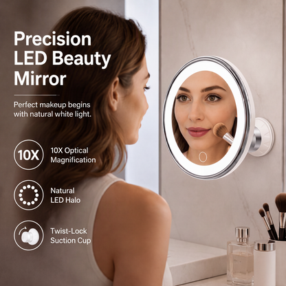 ✨ 10X LED Magnifying Makeup Mirror – Drill-Free Suction & Dual Power 🔍 - image 1