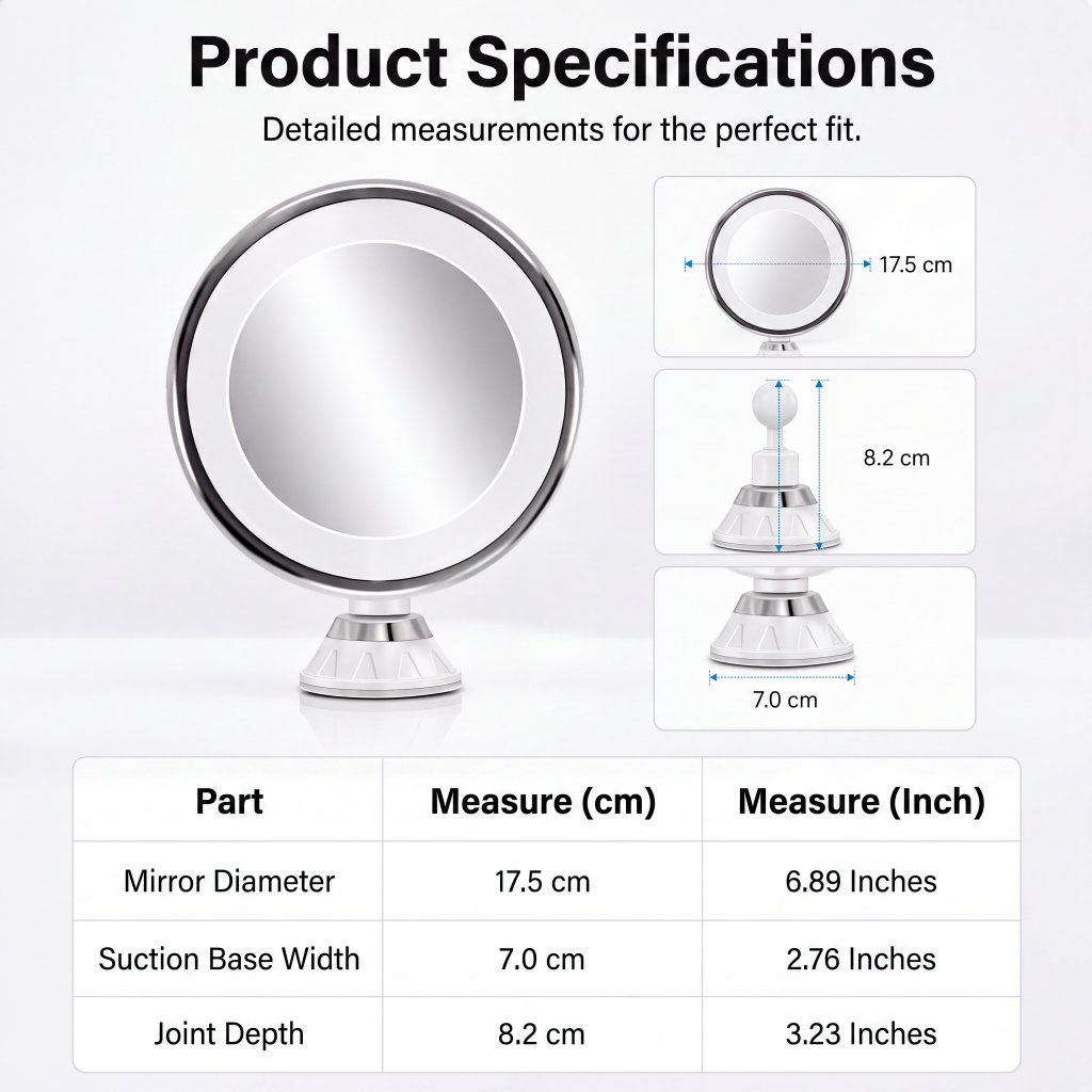 ✨ 10X LED Magnifying Makeup Mirror – Drill-Free Suction & Dual Power 🔍 - image 9